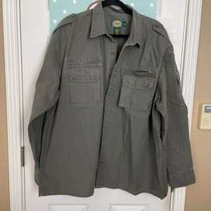 Cabela's Army Green Gray Casual Button Down Shirt Men’s Size XL Excellent Cond.